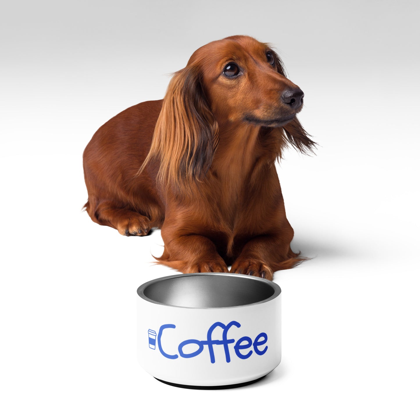 Coffee Pet Bowl | Funny Pet Bowl with Original Art | Red and White Holiday Pet Bowl for Dog or Cat | Stainless Steel | 18 oz and 32 oz