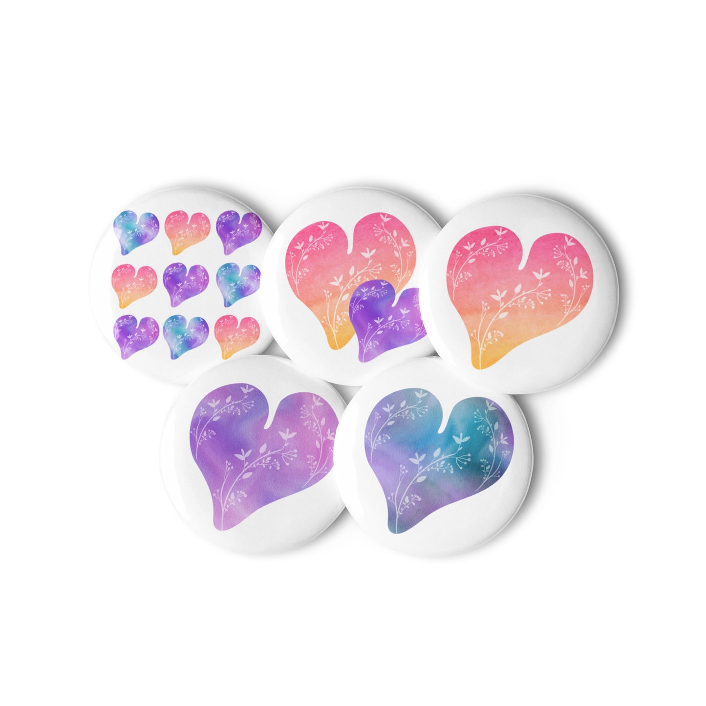 watercolor Set of pin buttons