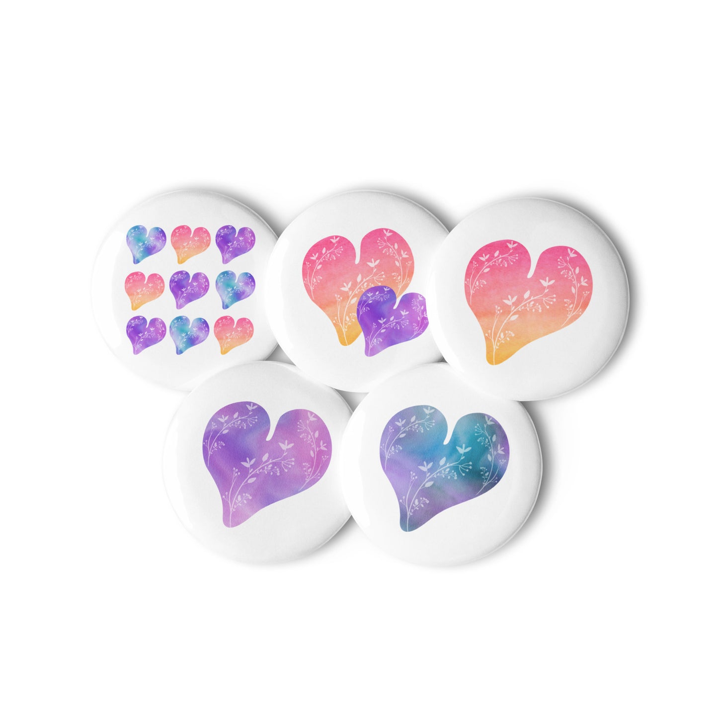 watercolor Set of pin buttons