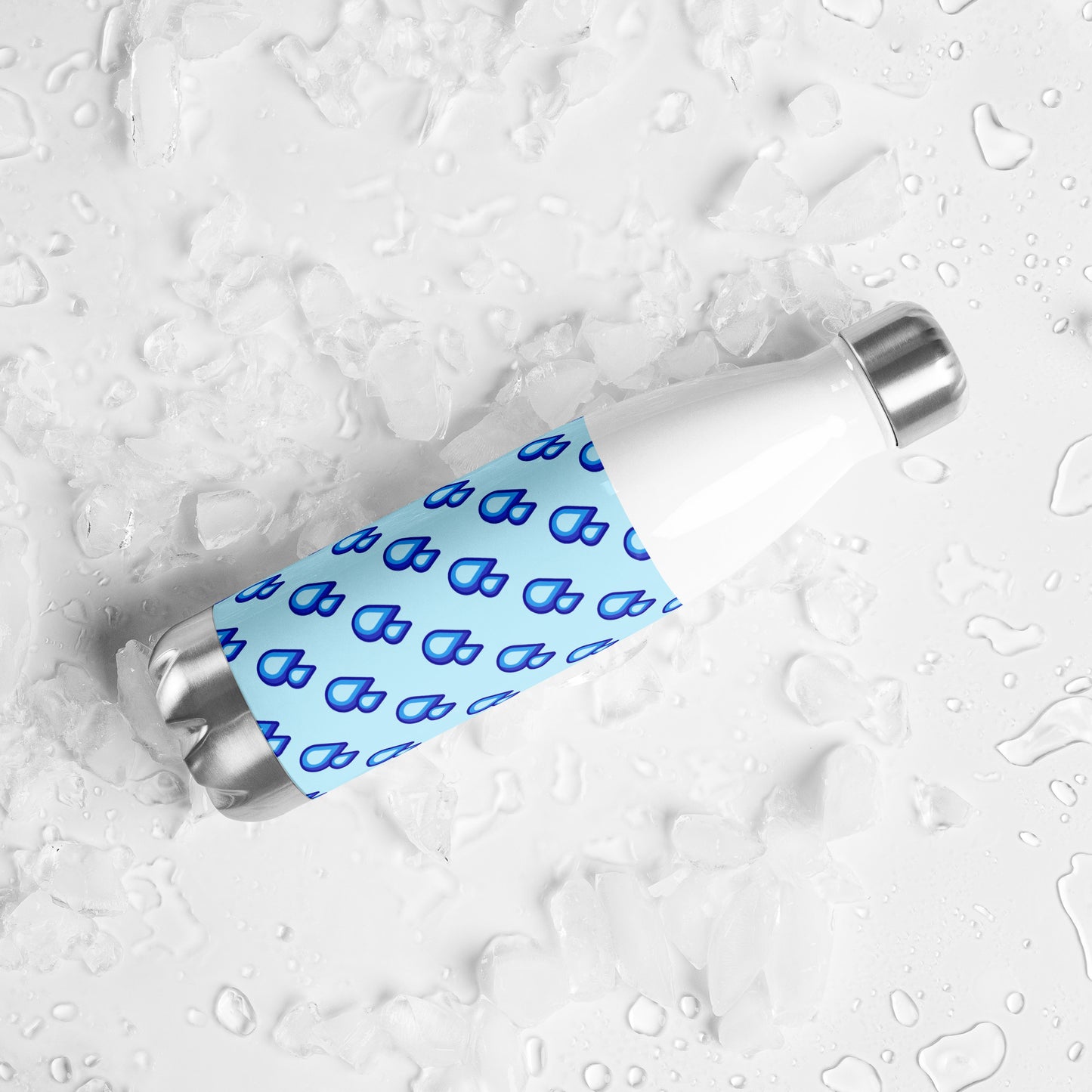 Raindrops Graphic Pattern - Stainless Steel Water Bottle