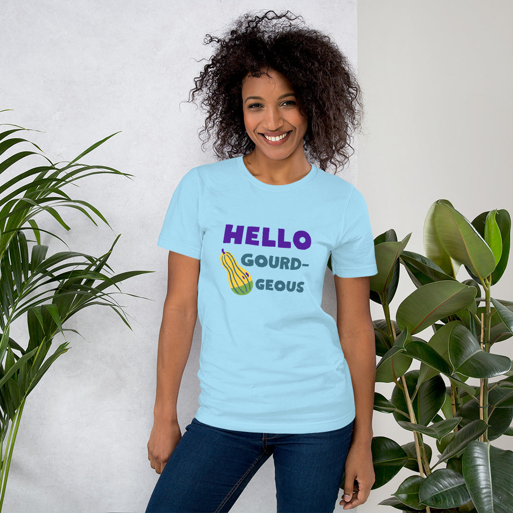 Hello, Gourd-geous! — Fun T-Shirt for Fall | Light Blue