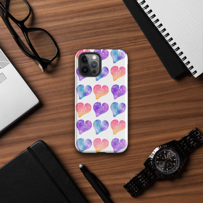 Rainbow Ombre Water Color Hearts - Tough Case for iPhone®