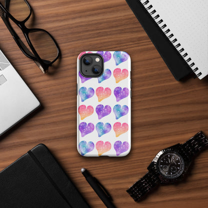 Rainbow Ombre Water Color Hearts - Tough Case for iPhone®