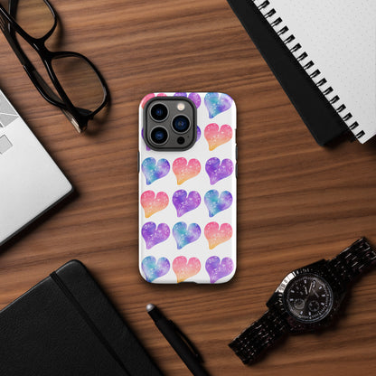 Rainbow Ombre Water Color Hearts - Tough Case for iPhone®