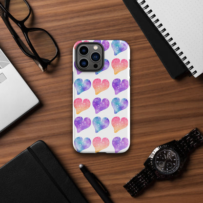 Rainbow Ombre Water Color Hearts - Tough Case for iPhone®
