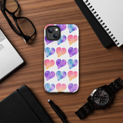 Rainbow Ombre Water Color Hearts - Tough Case for iPhone®