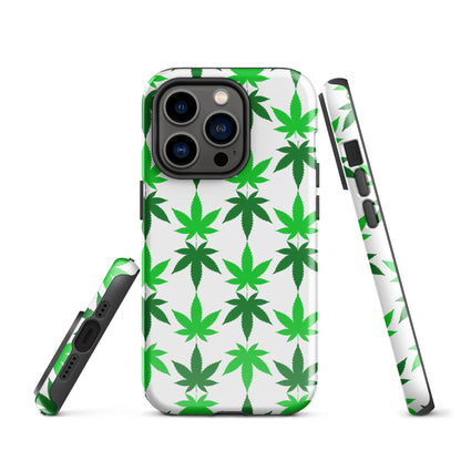 Green and White Canna Tough Case for iPhone®