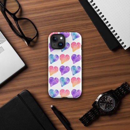 Rainbow Ombre Water Color Hearts - Tough Case for iPhone®