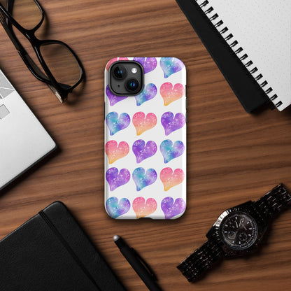 Rainbow Ombre Water Color Hearts - Tough Case for iPhone®