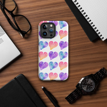 Rainbow Ombre Water Color Hearts - Tough Case for iPhone®