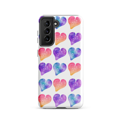 Rainbow Ombre Watercolor Hearts - Tough case for Samsung®