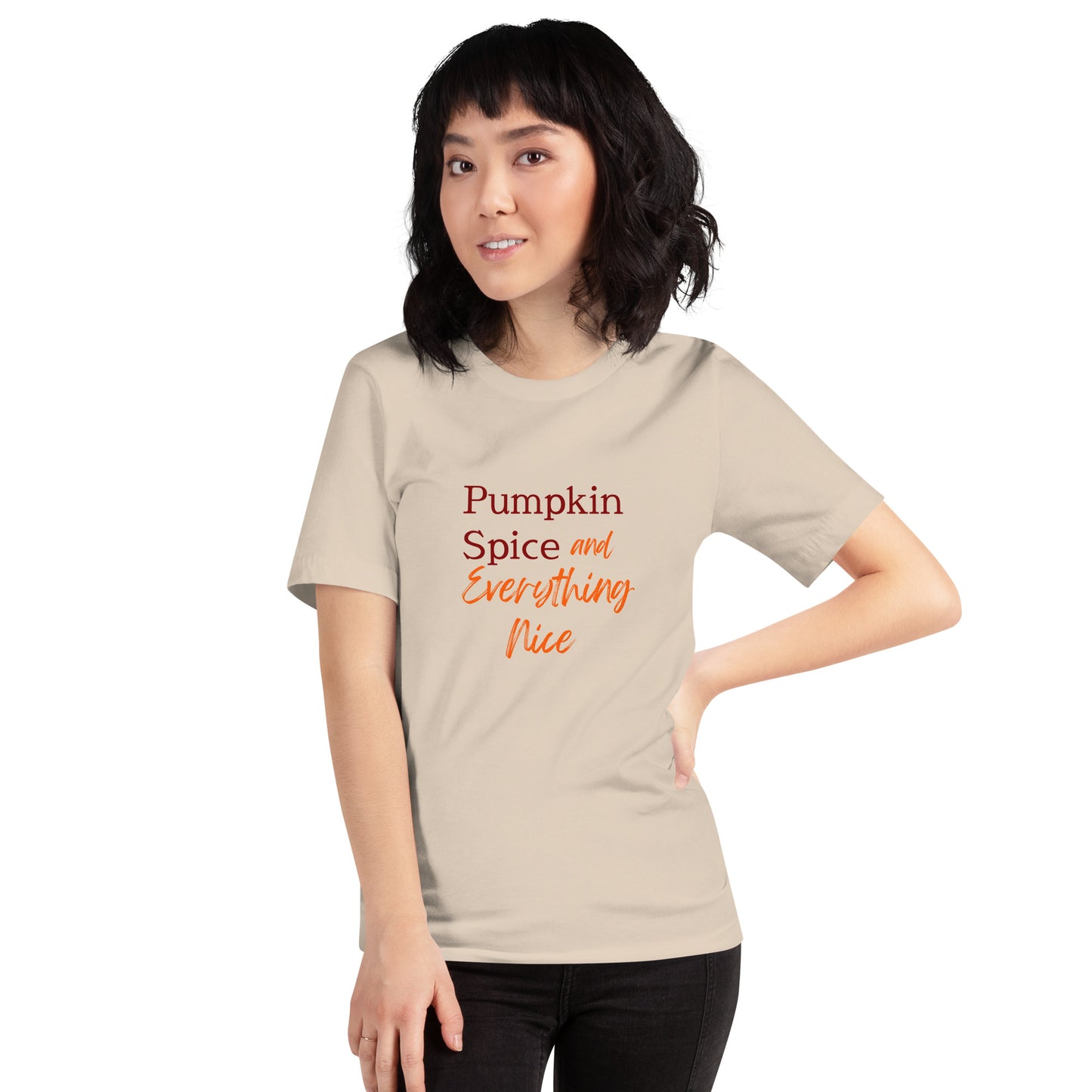 Pumpkin Spice and Everything Nice — Cute Fall T-Shirt in Cream with Autumn Colors